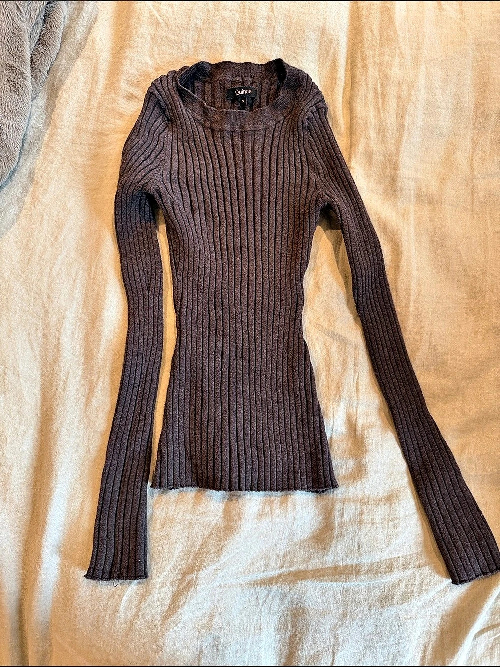 QuinceWomen's Ribbed Sweater in Brown
